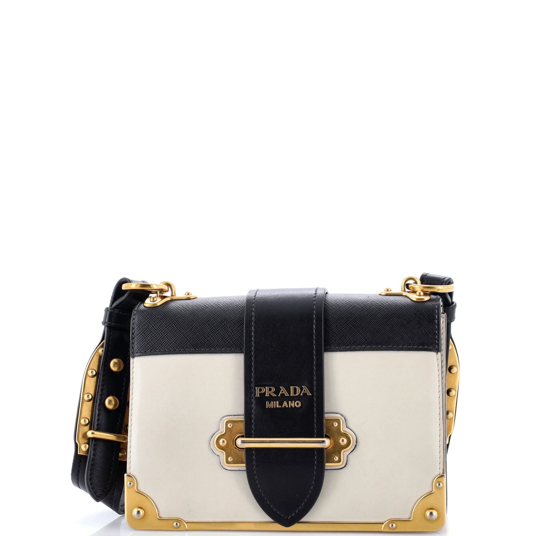 Prada Cahier Crossbody Bag Leather and Saffiano Leather Small