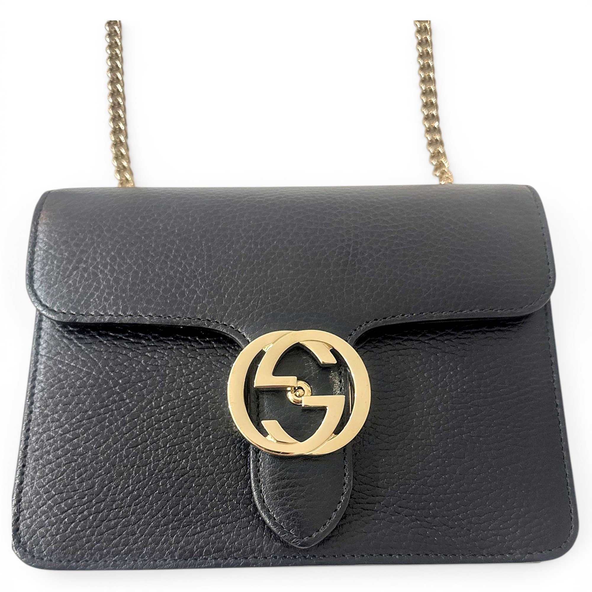 Interlocking leather handbag