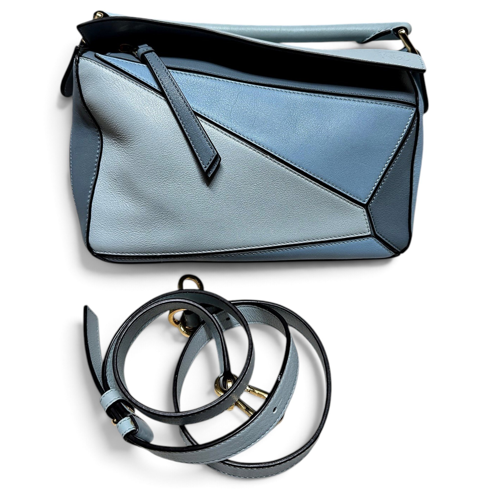 Puzzle leather crossbody bag