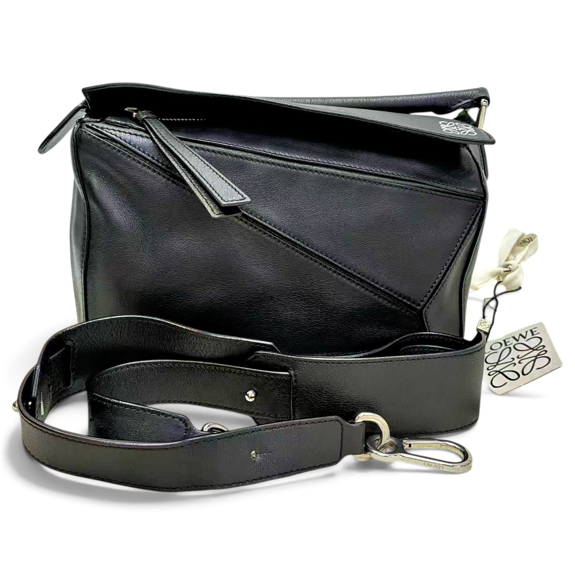 Puzzle leather handbag