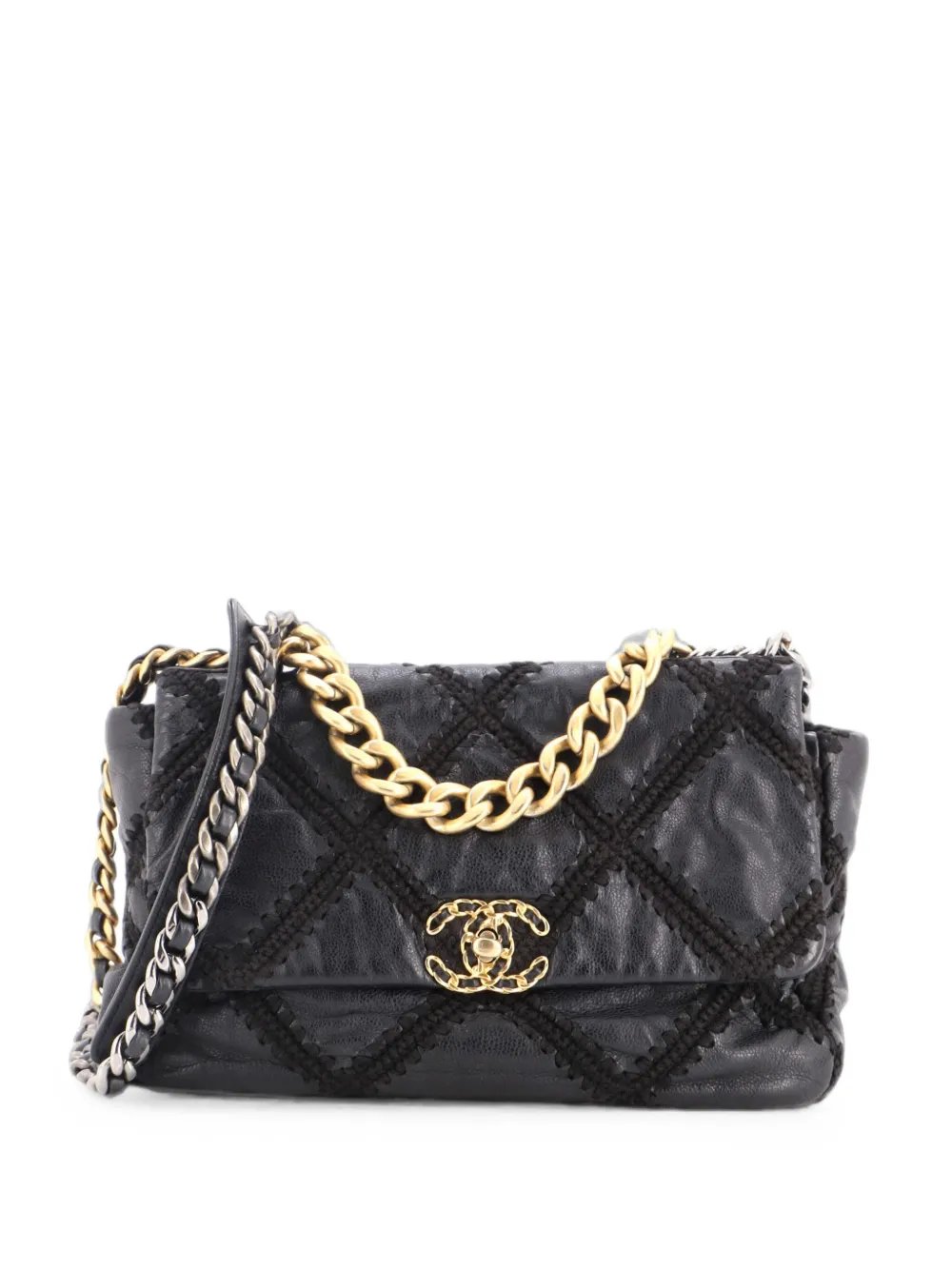 19 Flap Bag Crochet Quilted Calfskin Large shoulder bag