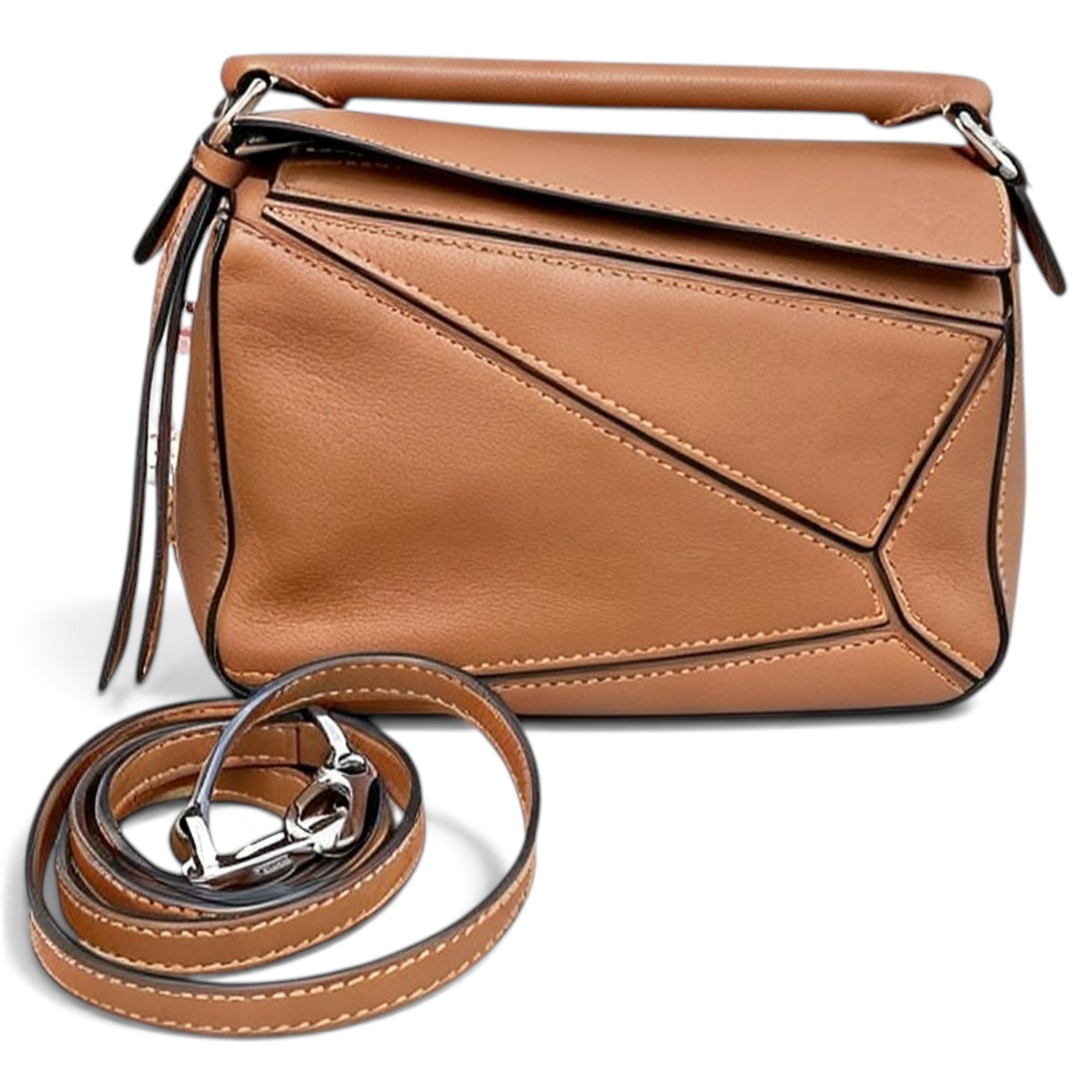 Puzzle leather handbag