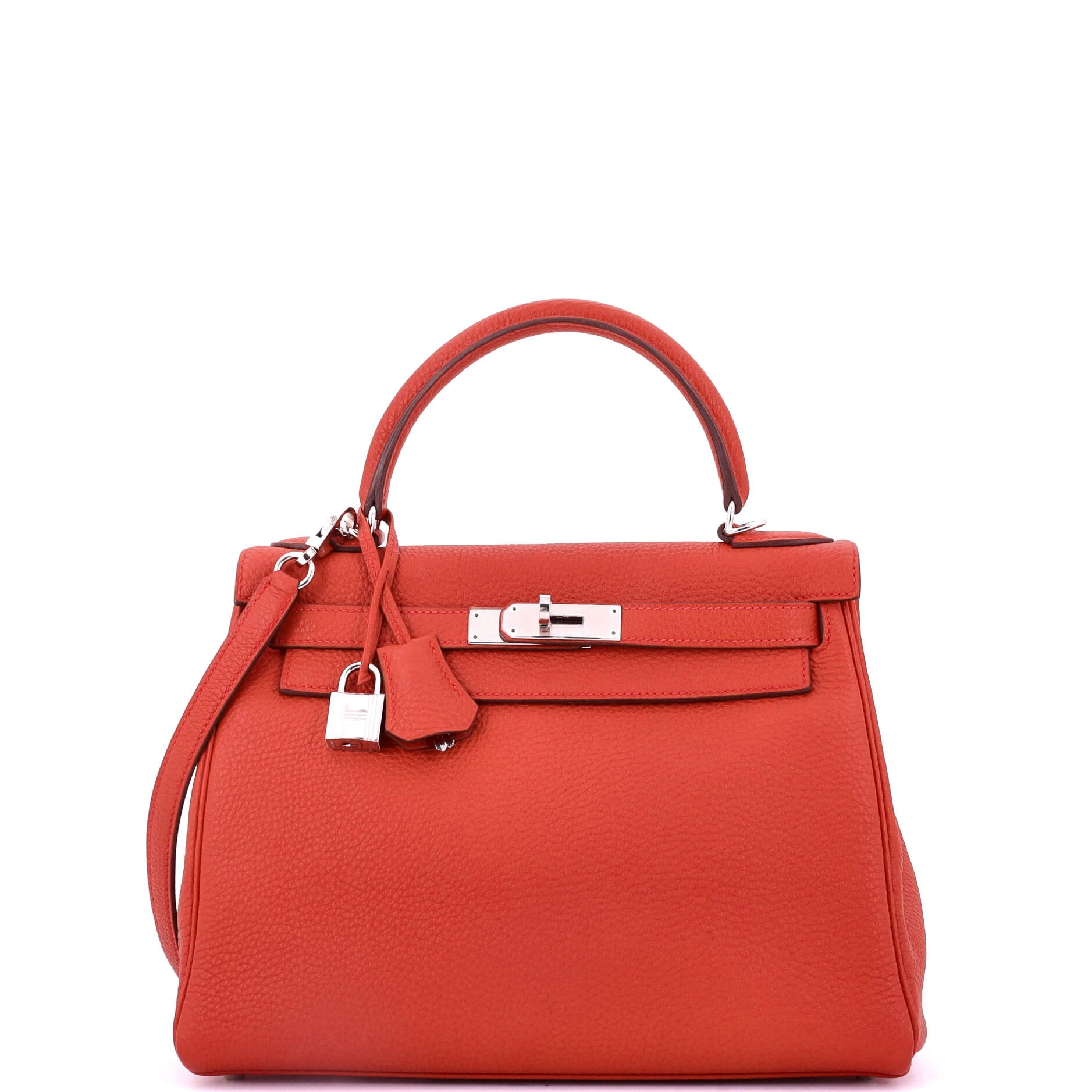 Hermes Kelly Handbag Rouge Casaque Togo with Palladium Hardware 28