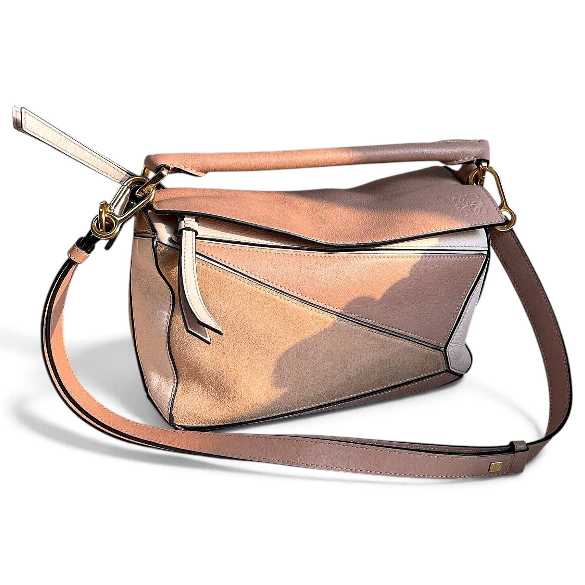 Puzzle leather handbag