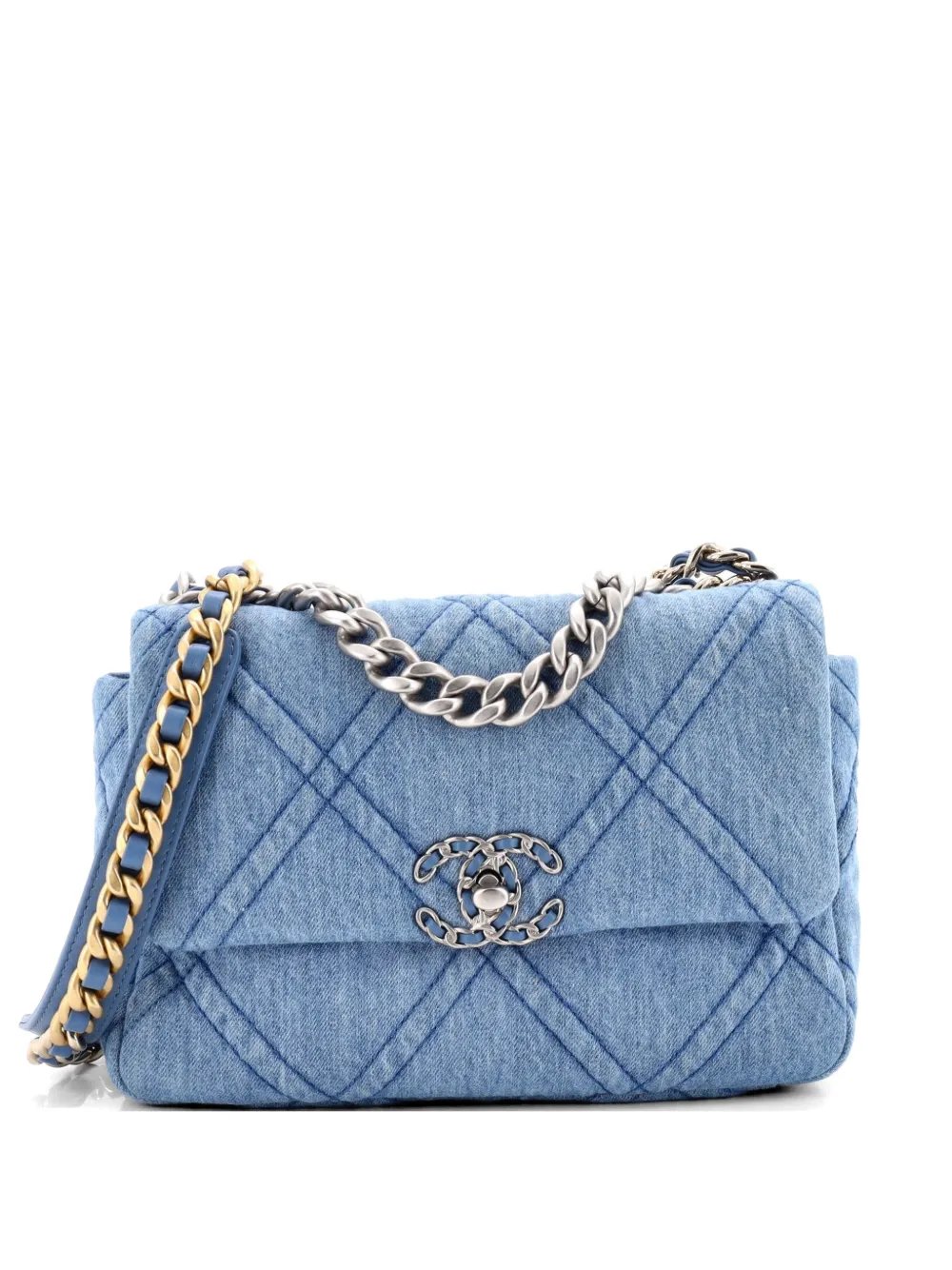 19 Flap Bag Quilted Denim Medium shoulder bag