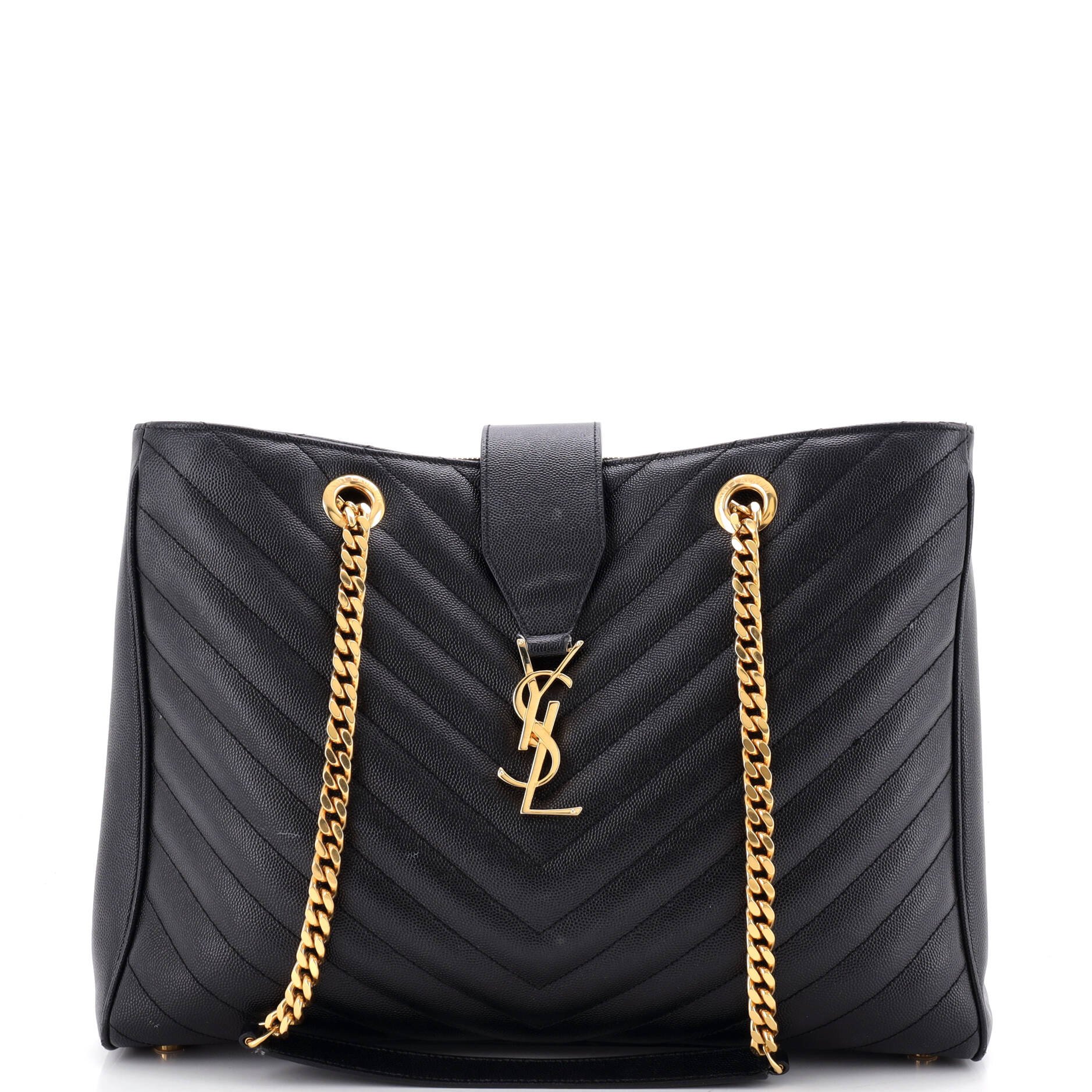 Classic Monogram Shopper Matelasse Chevron Leather Large