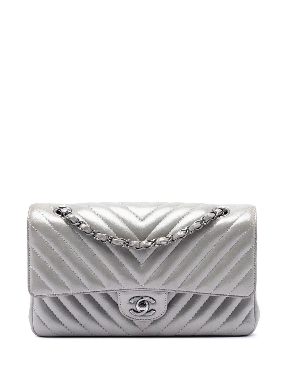 2016-2017 Medium Classic Chevron Iridescent Lambskin Double Flap shoulder bag