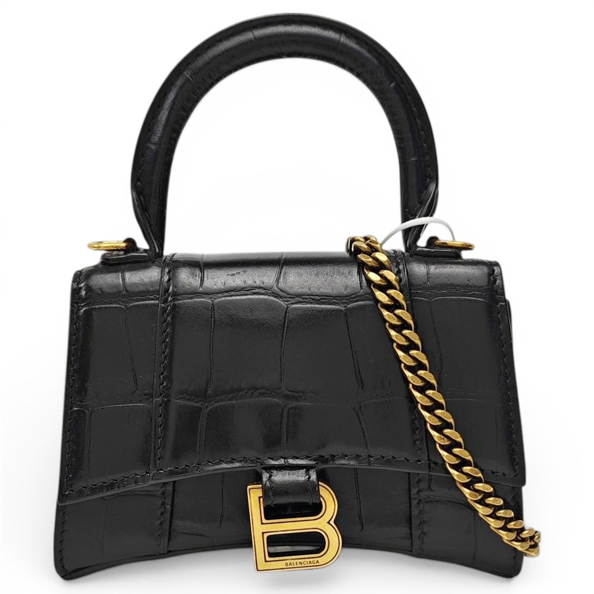 Hourglass leather handbag