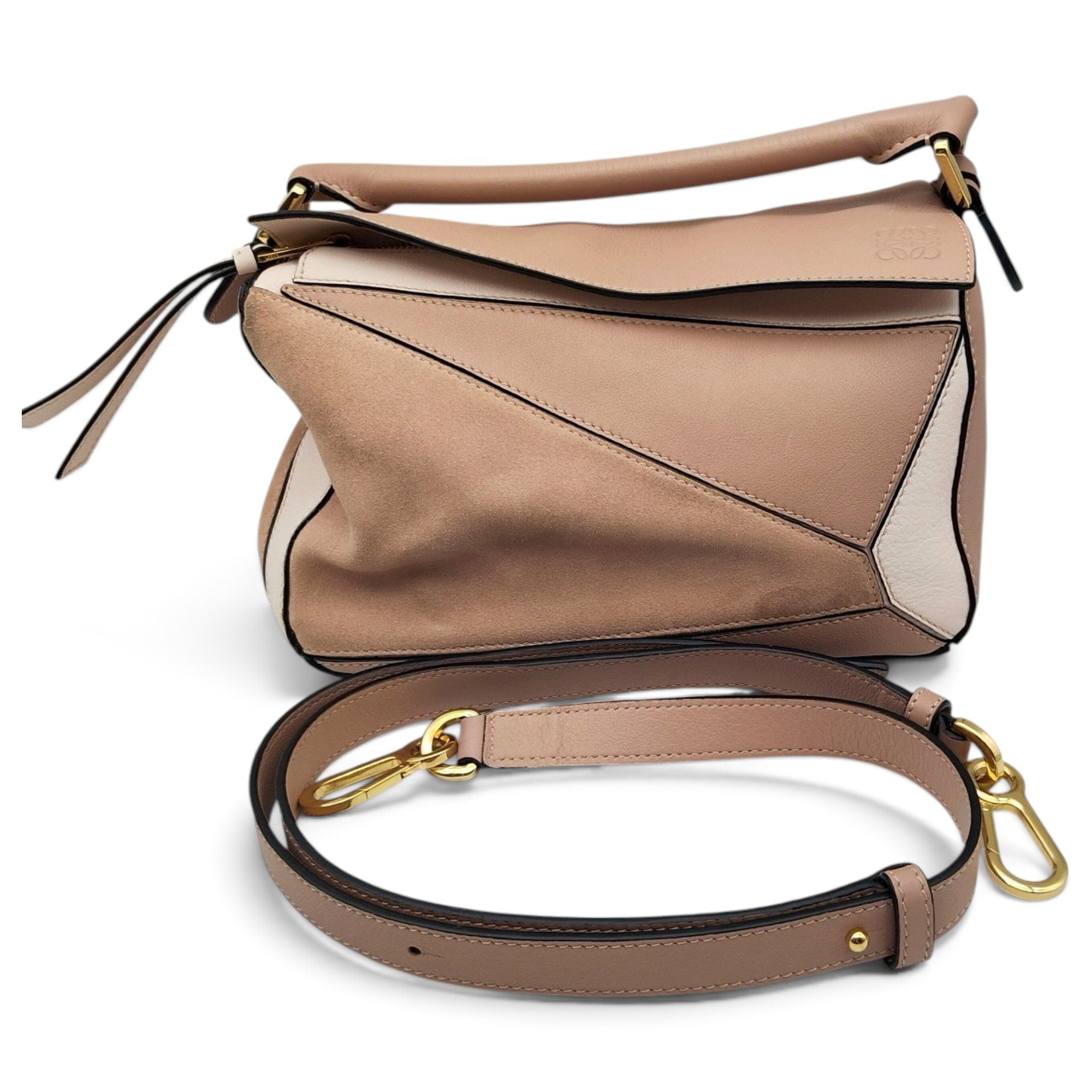 Puzzle leather handbag