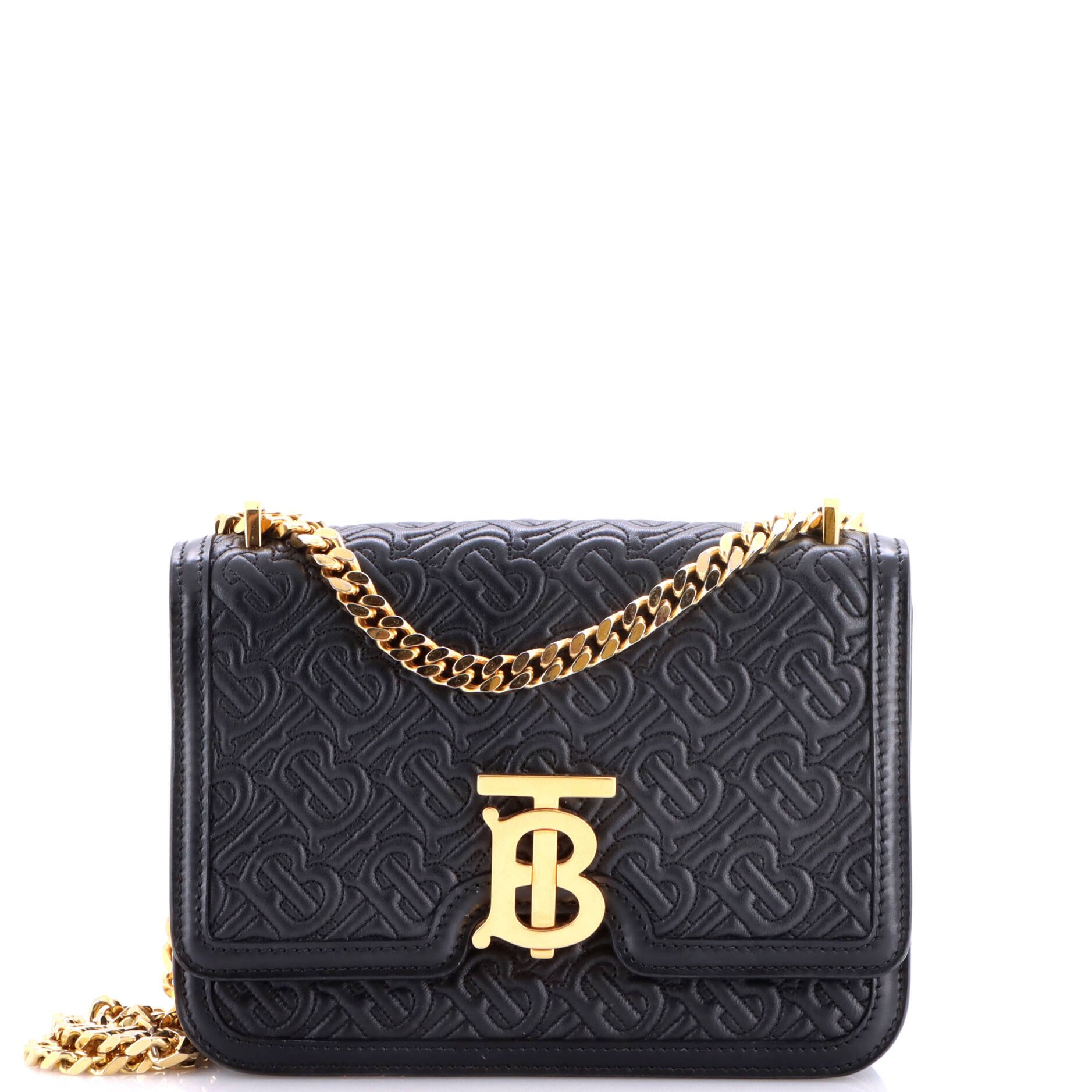 TB Flap Chain Bag Monogram Embossed Leather Small