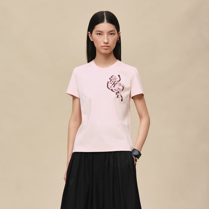 Rose Opaline Printed Straight T-shirt