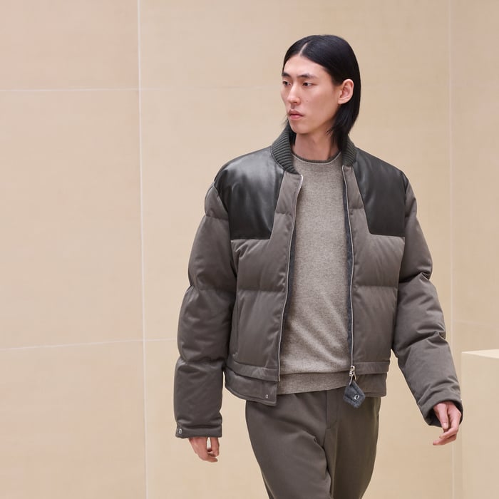 Basalte Puffer Coat With Leather Detail