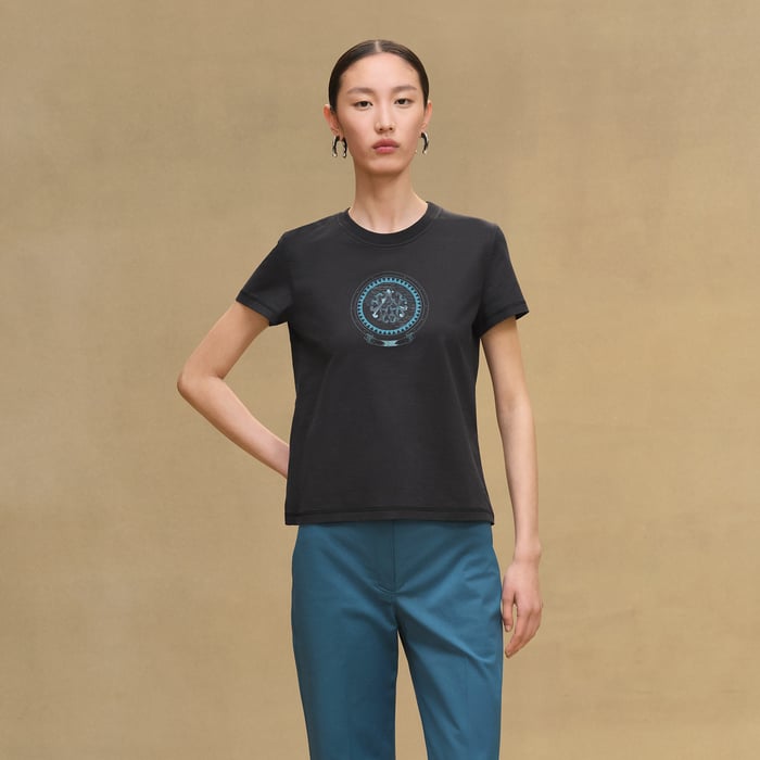 Bleu Noir Printed Straight T-shirt