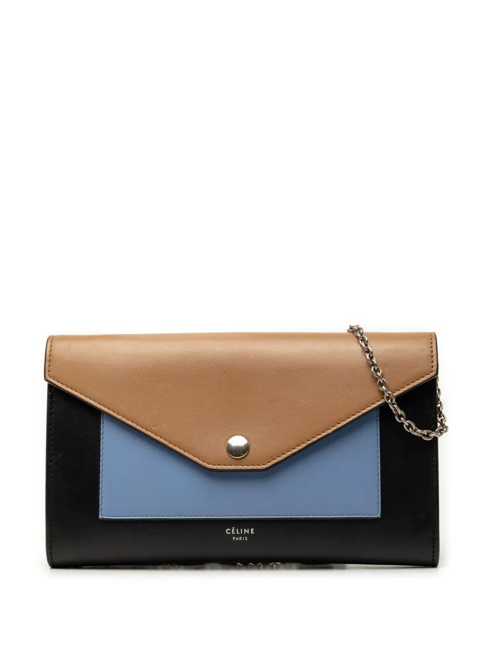 2016 Tricolor Leather Pocket Envelope Wallet On Chain crossbody bag