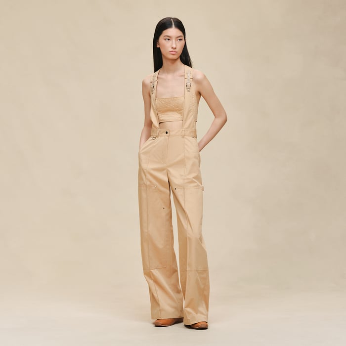 Beige Cajou Overalls Pants