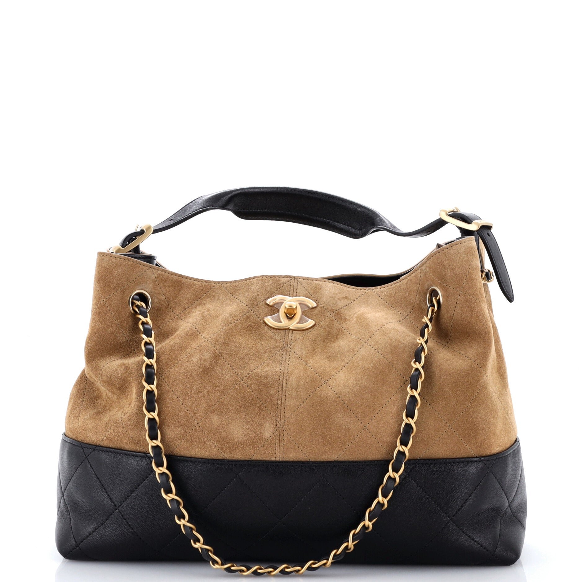 Coco Base Shopping Bag Quilted Suede and Lambskin Small