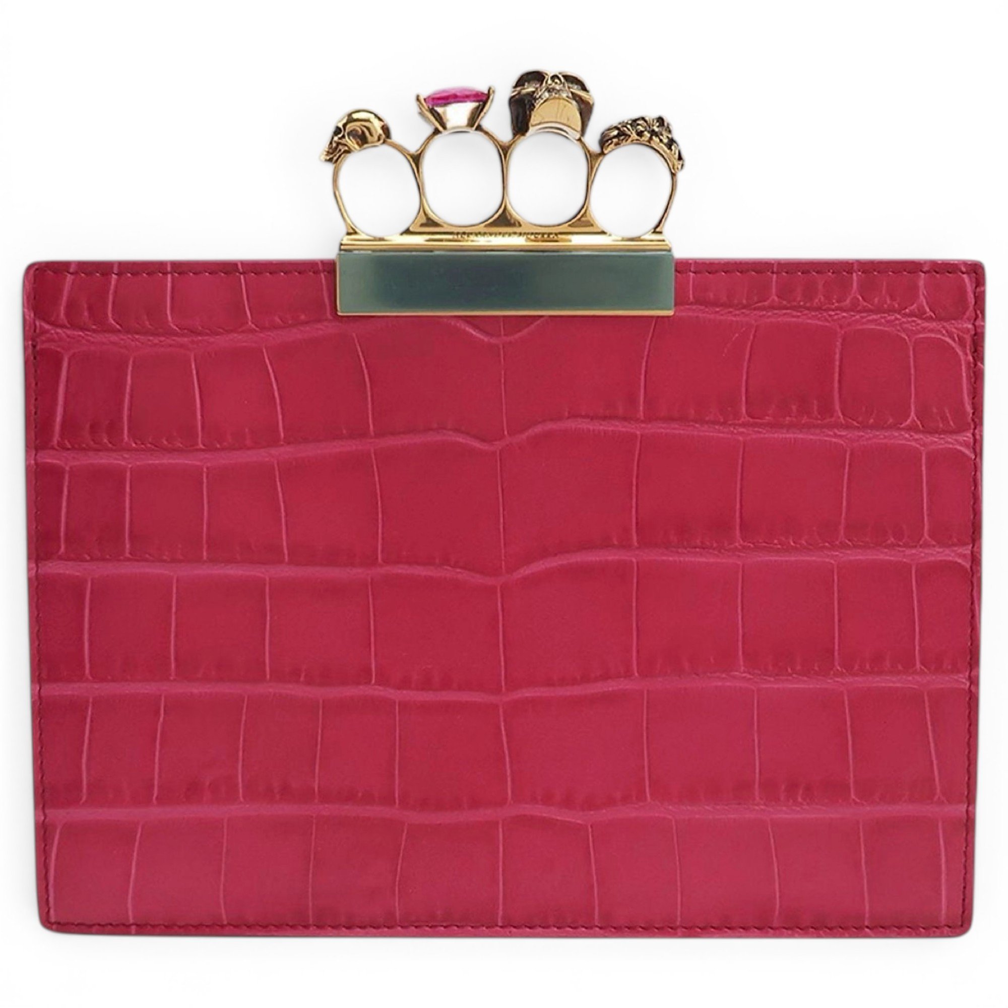 Skull leather clutch bag