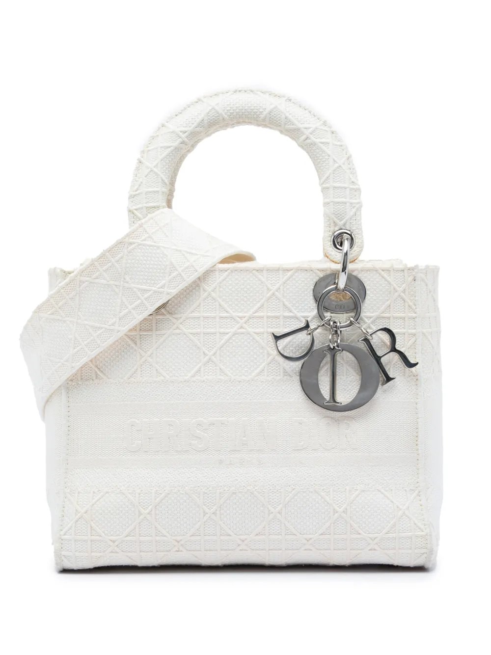 2020 Medium Embroidered Canvas Cannage Lady D Lite satchel
