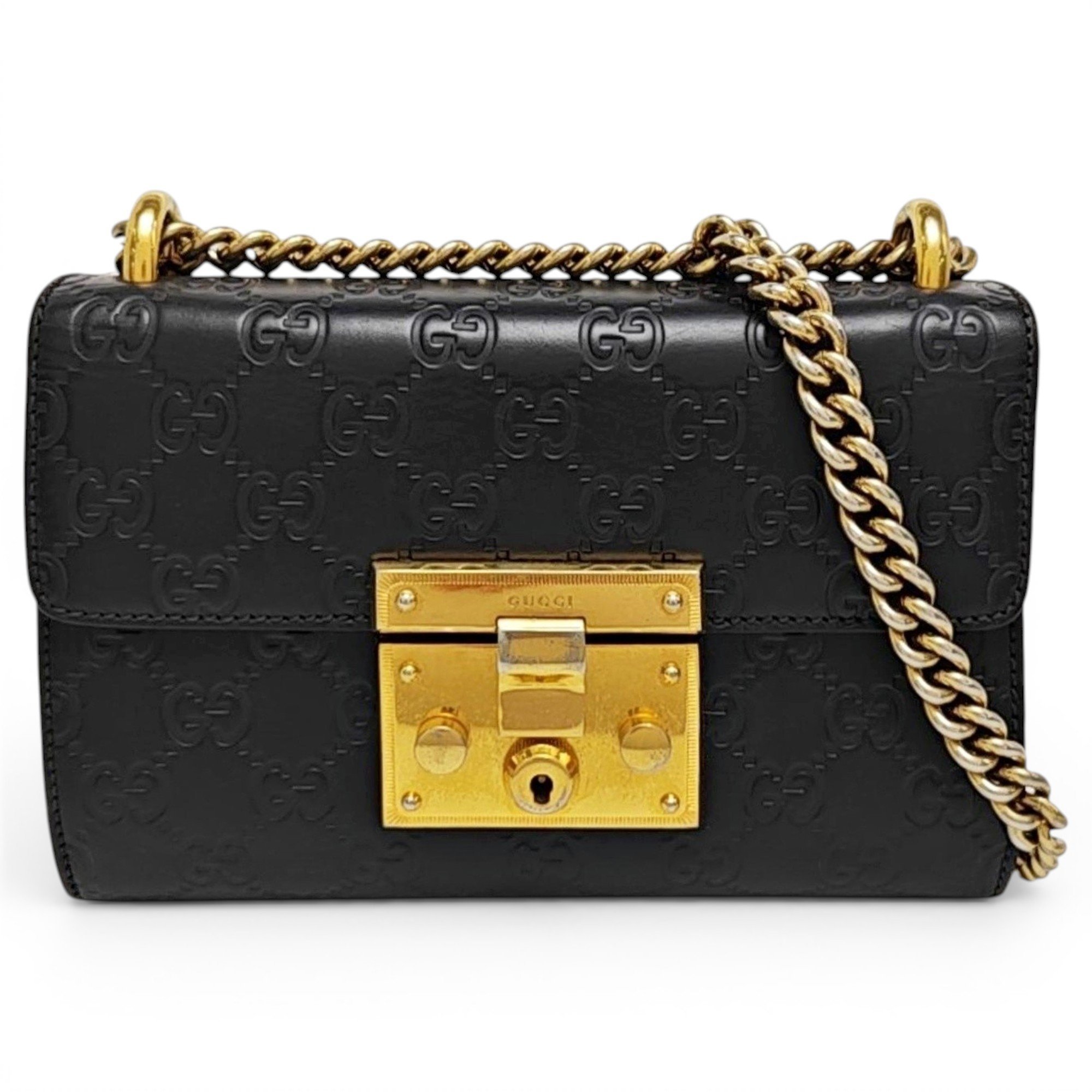Padlock leather handbag