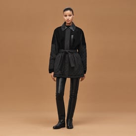 Mixed leather coat