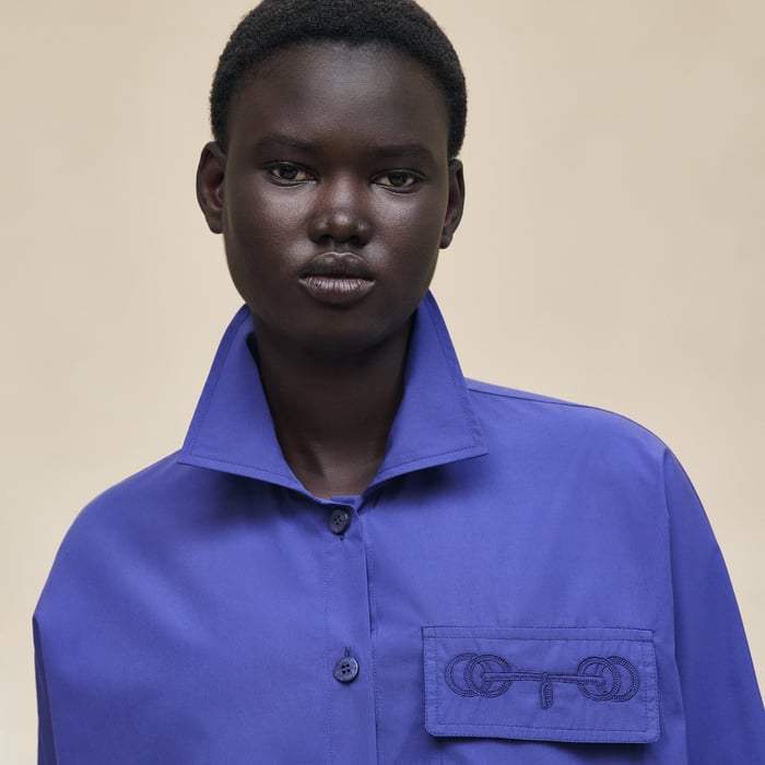 Bleu Roi Embroidered Beach Shirt