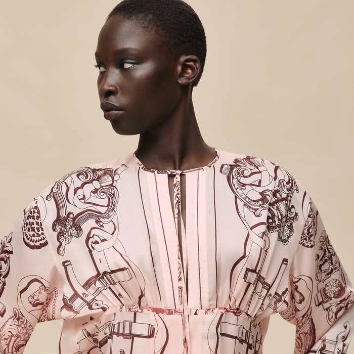 Rose Opaline "Ferronnerie Remix" Knotted Collar Dress