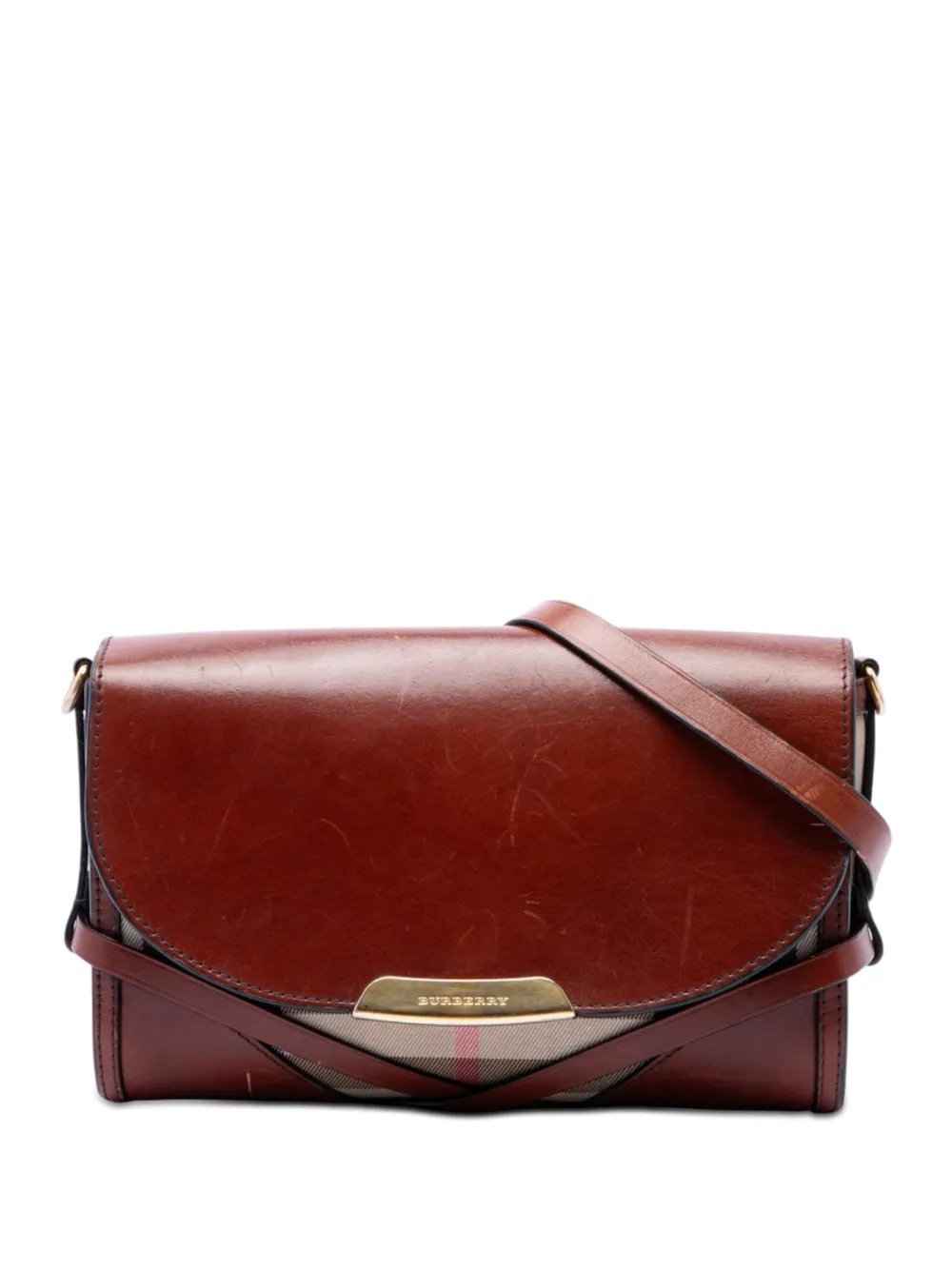 2012-2017 Leather and House Check Canvas Bridle Abbott crossbody bag