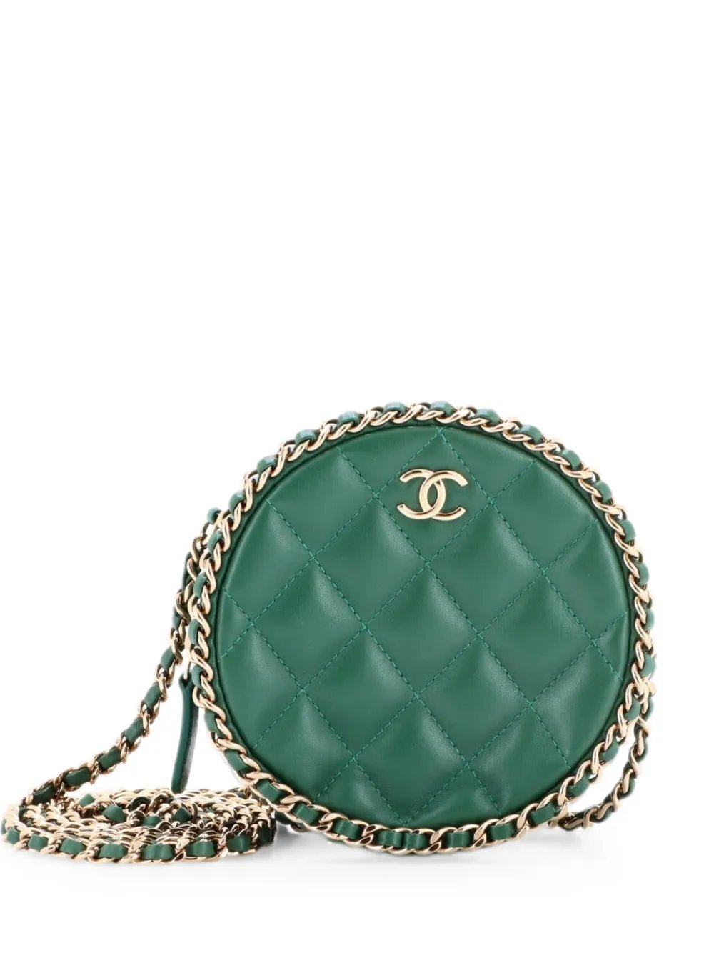 Chain Around Round Clutch with Chain Quilted Lambskin crossbody bag