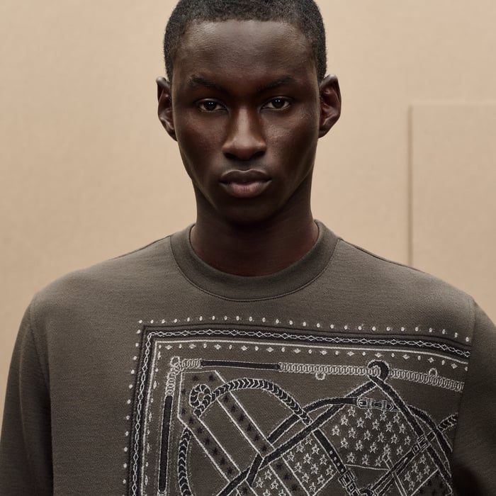 Taupe "Parcours Sans Faute Bandana" Crewneck Sweater