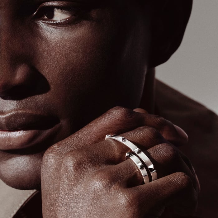 Sans Coloris Hermès Clou d'H Double Ring