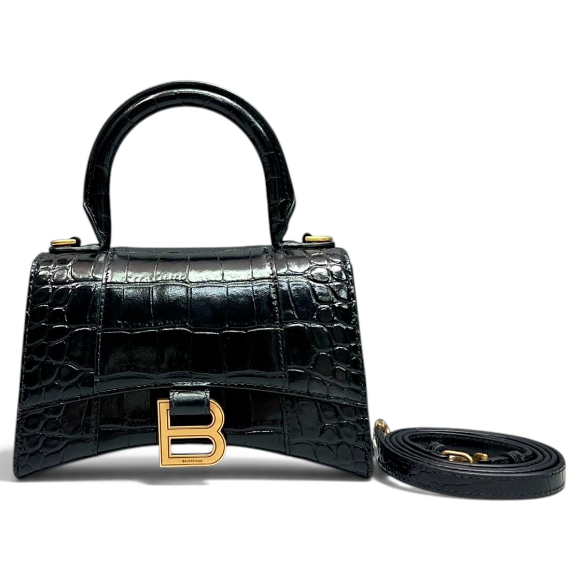 Hourglass leather handbag