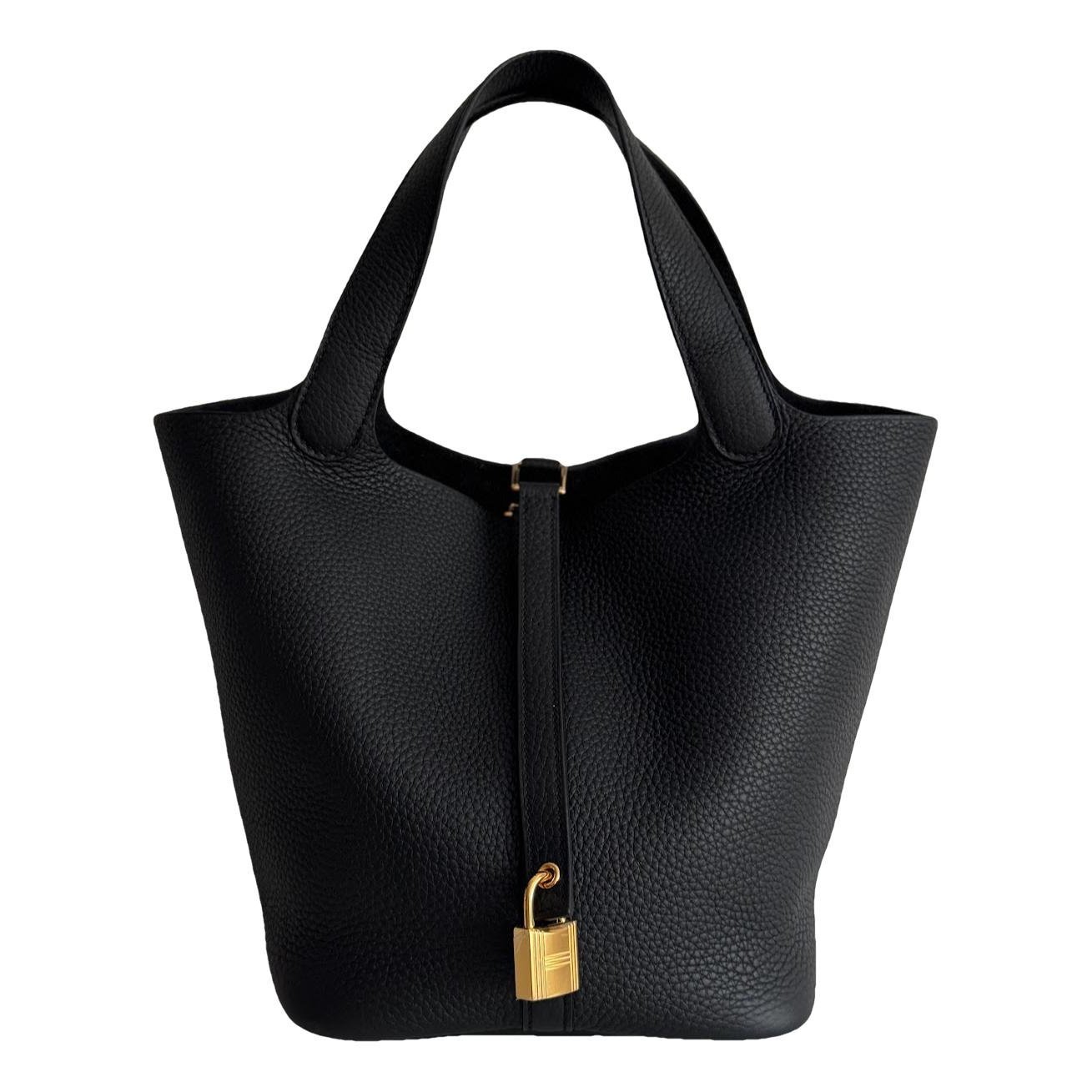 Hermes Picotin 22 Handbag Black Clemence Leather