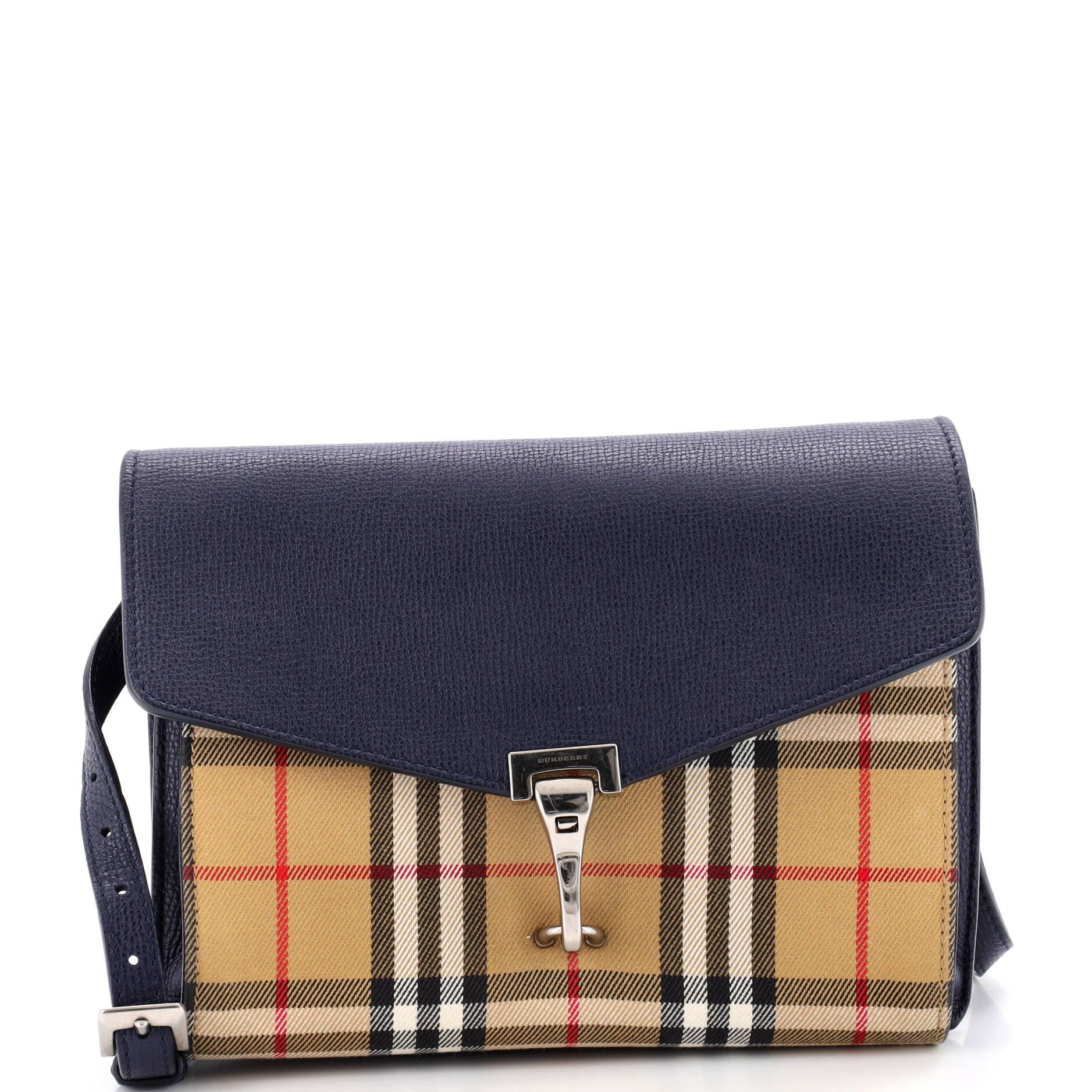 Macken Crossbody Bag Leather and Vintage Check Canvas Small