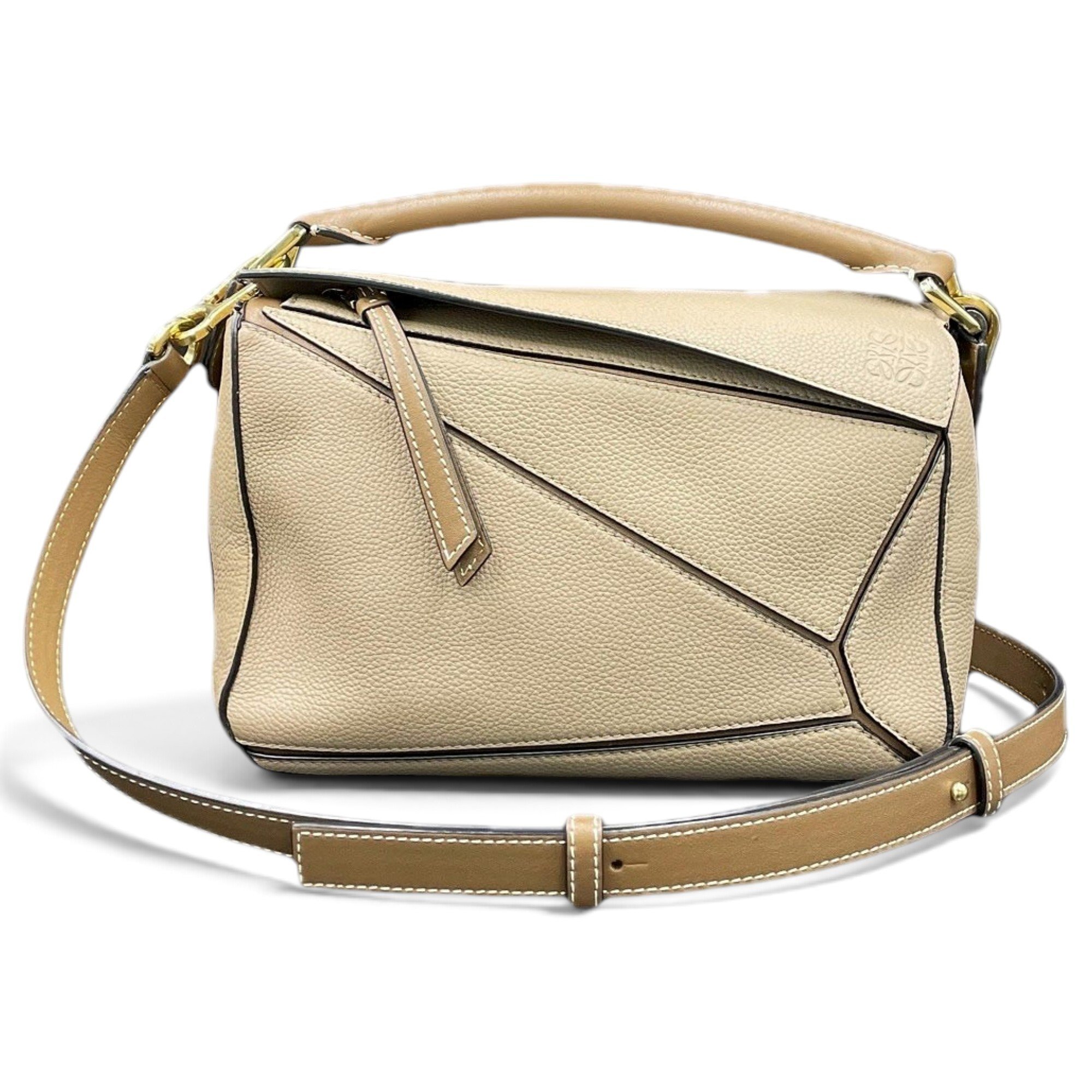 Puzzle leather handbag
