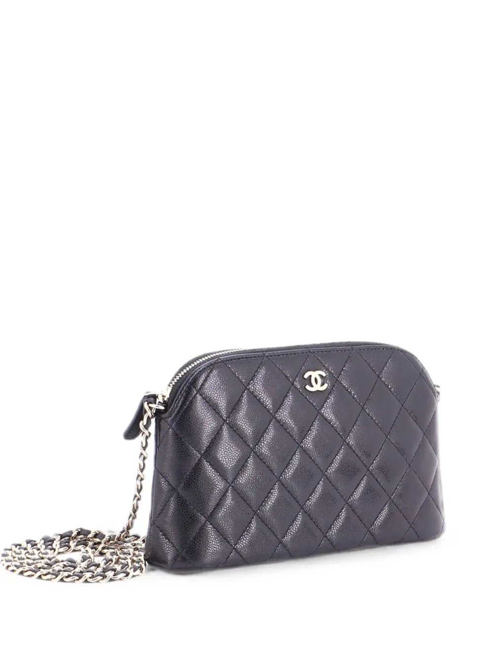 CC Dome Zip Clutch with Chain Quilted Caviar Small shoulder bag