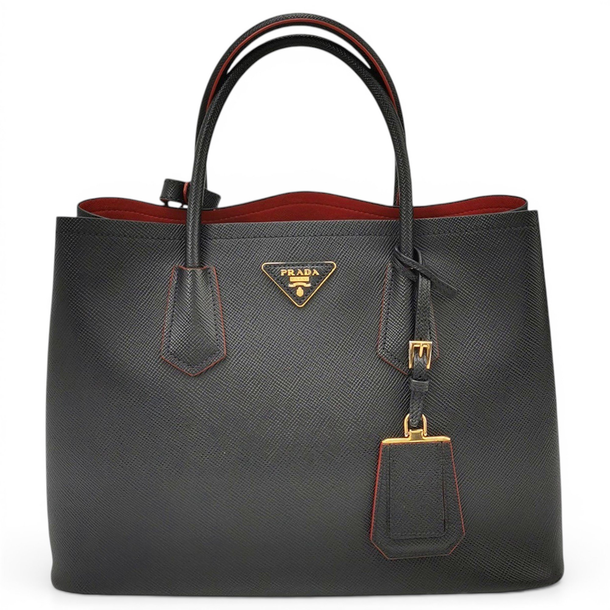 Double leather handbag