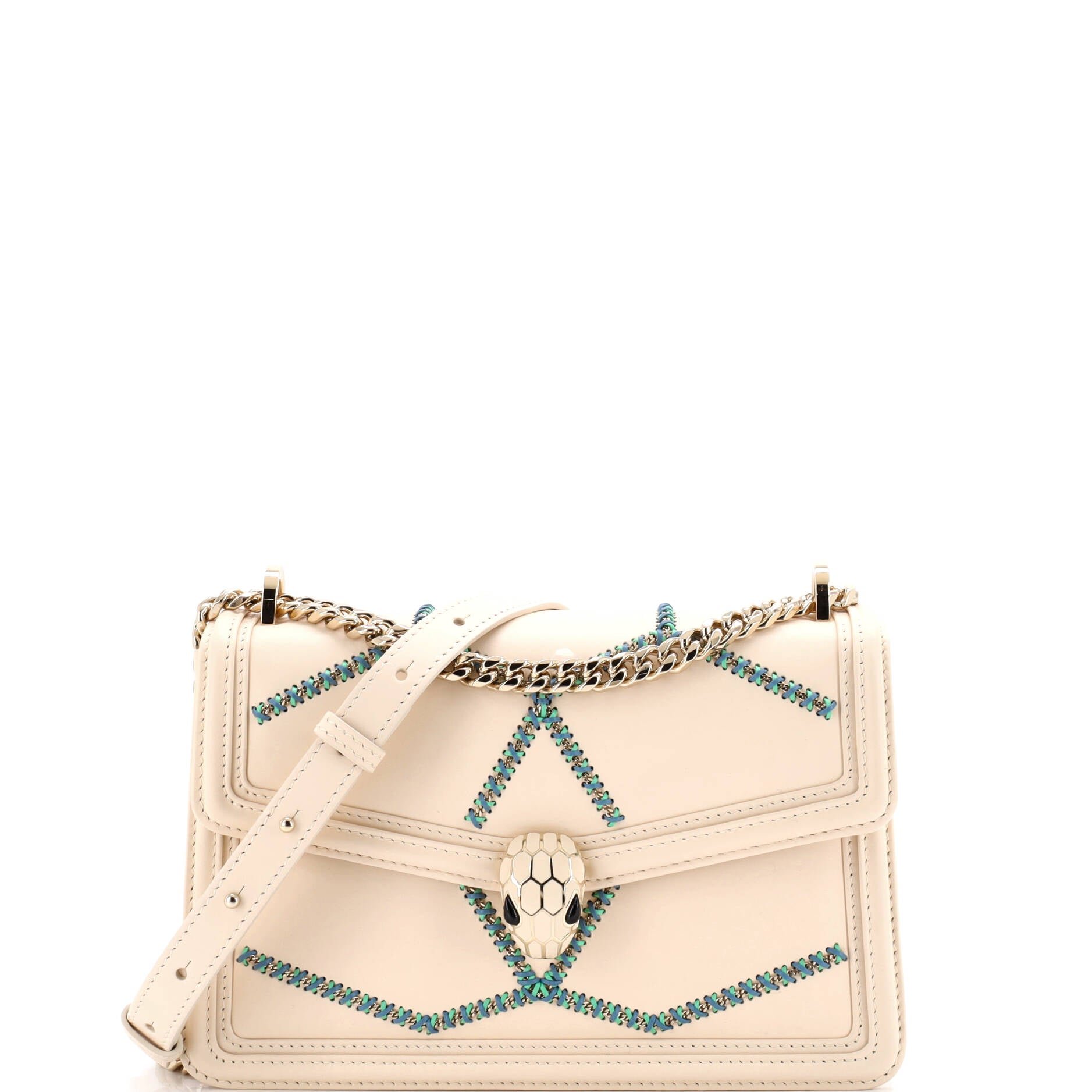 Bvlgari Serpenti Forever Shoulder Bag Whipstitched Leather Small
