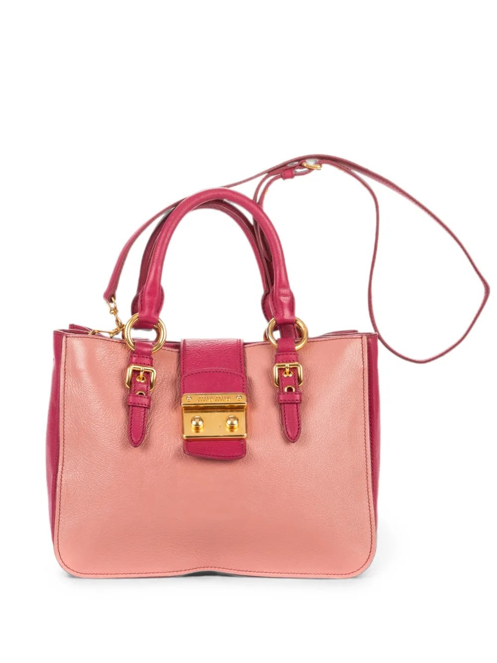 Madras push-lock tote bag