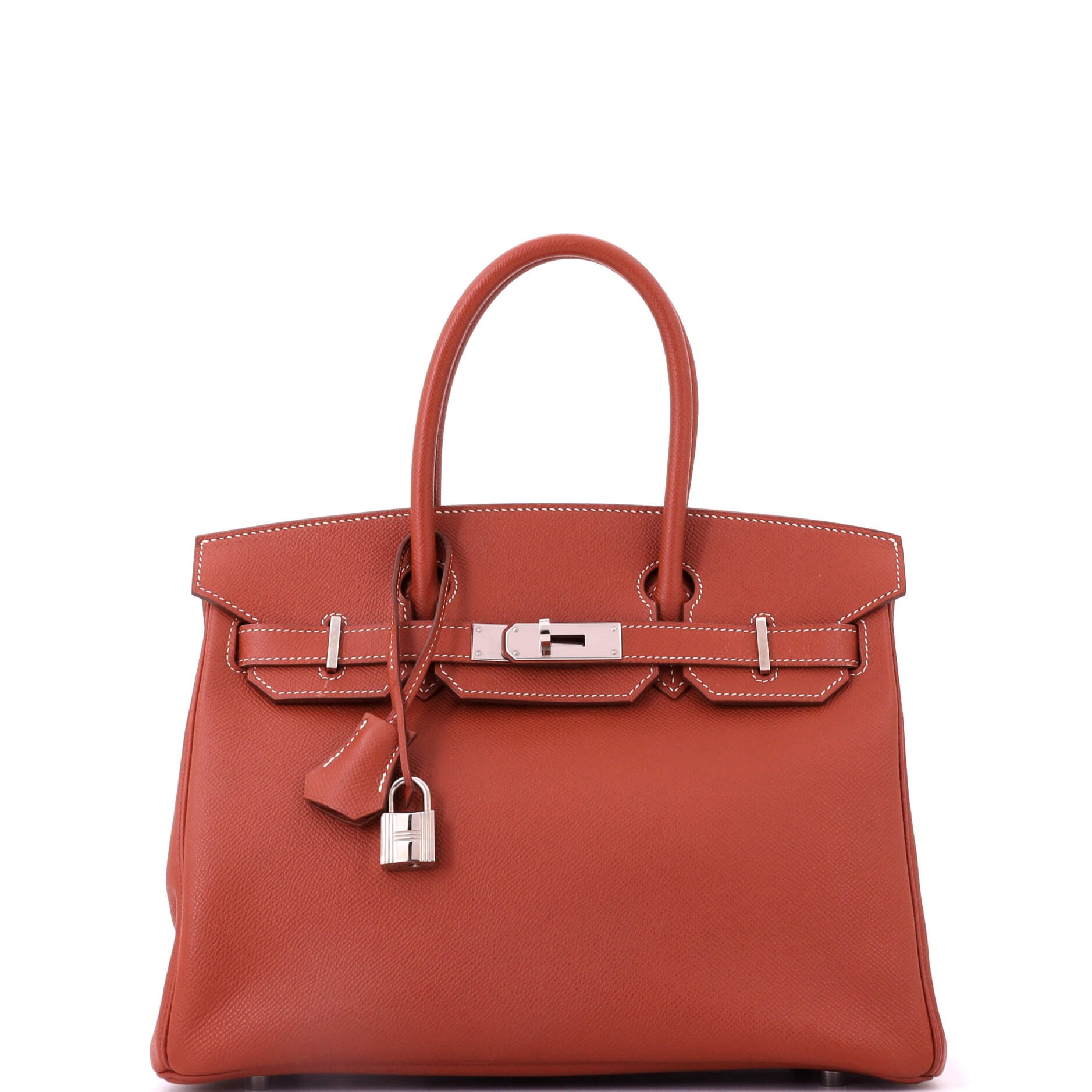 Hermes Birkin Handbag Orange Epsom with Palladium Hardware 30