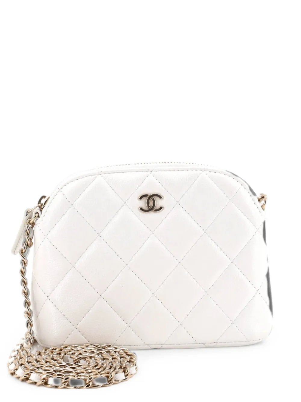 CC Dome Zip Clutch with Chain Quilted Caviar Mini crossbody bag
