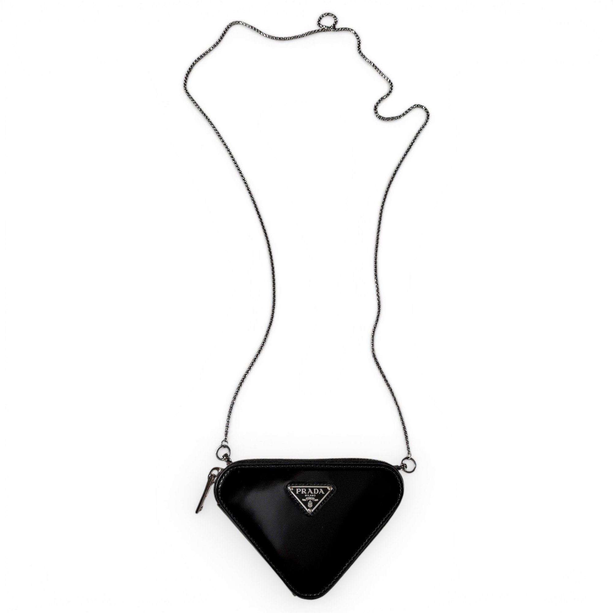 Triangle leather clutch bag