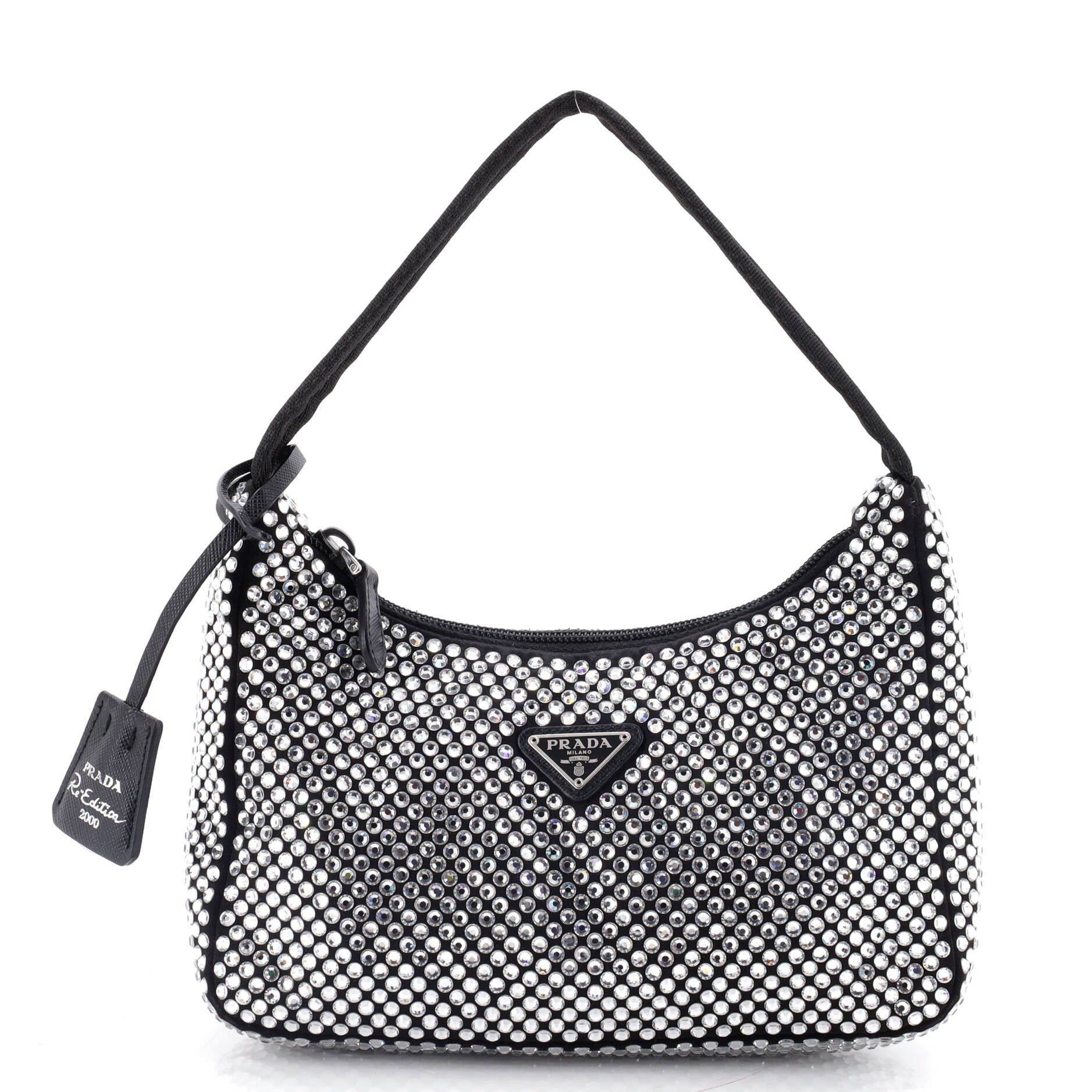 Re-Edition 2000 Hobo Crystal Embellished Satin Mini