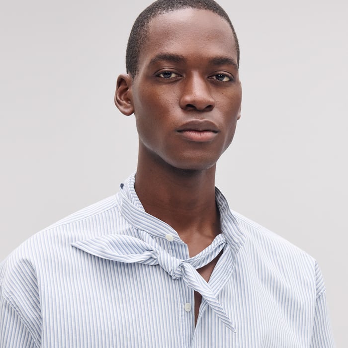 Bleu "Doubles Rayures Serties" Boxy Fit Shirt
