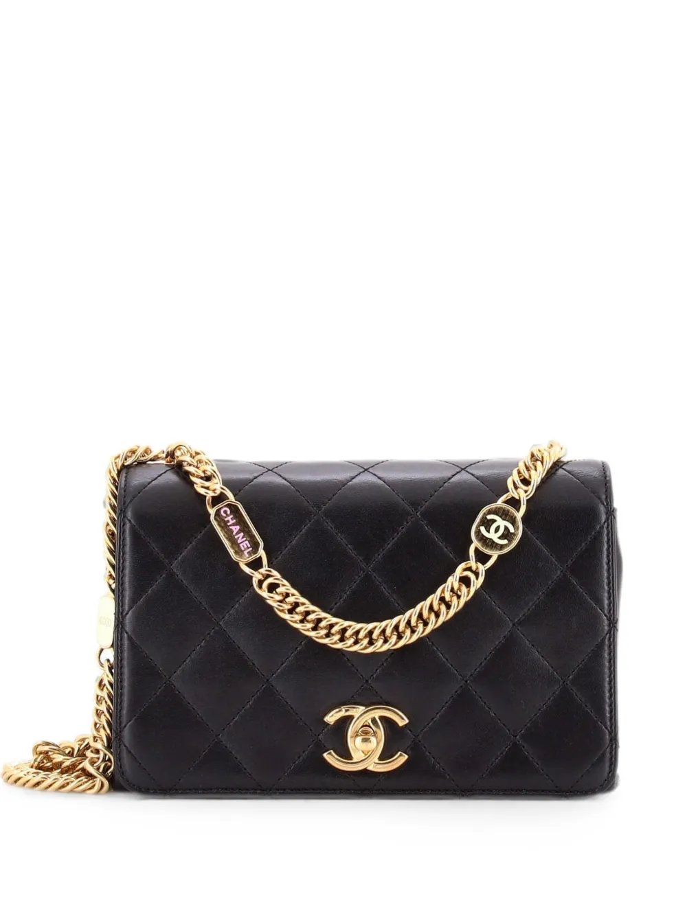 Logo Enamel Full Flap Bag Quilted Lambskin Mini shoulder bag