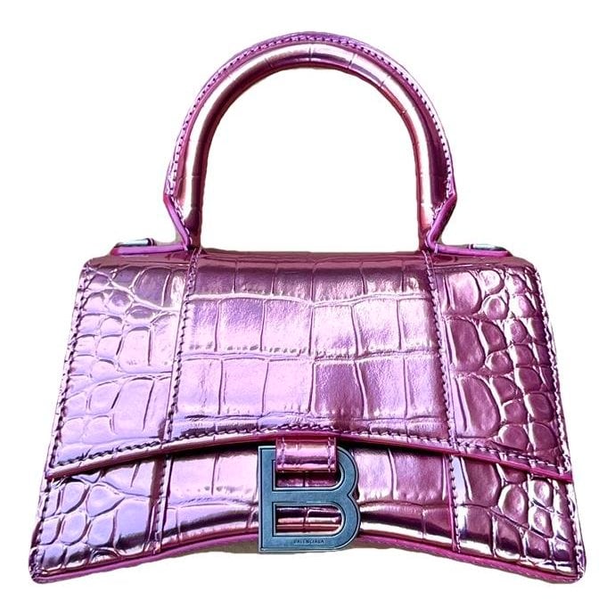 Hourglass leather handbag