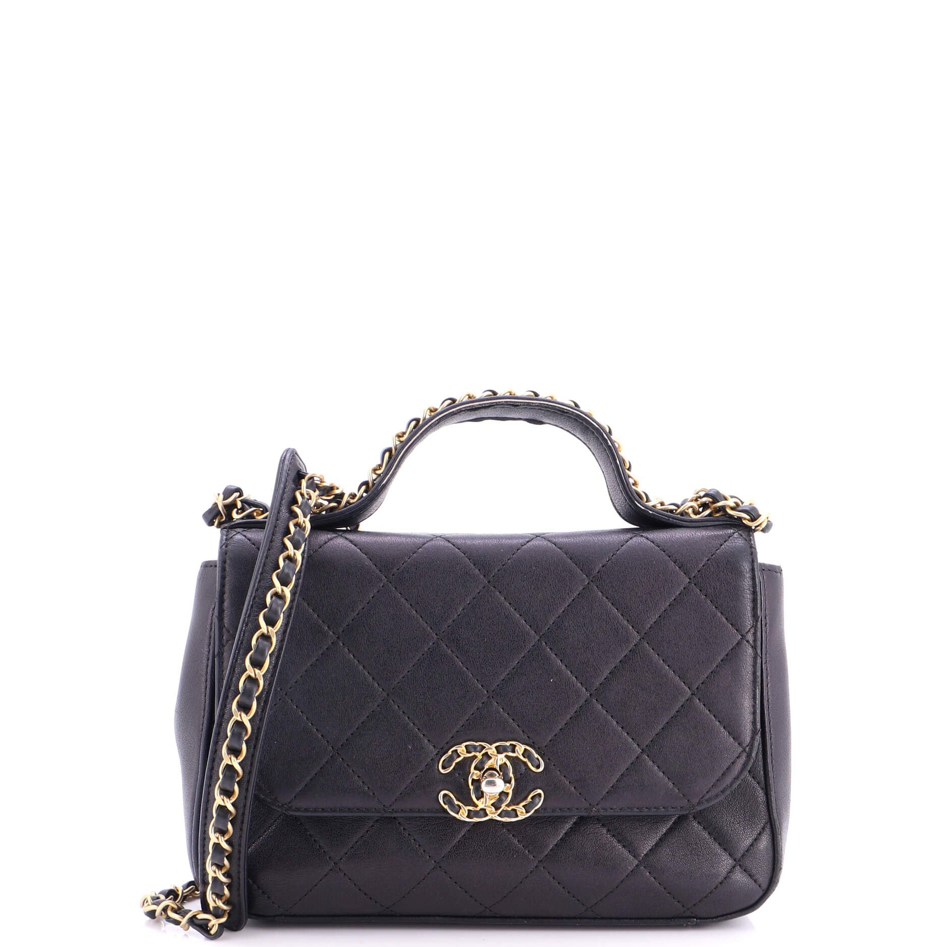 Chain Infinity Top Handle Bag Quilted Lambskin Small
