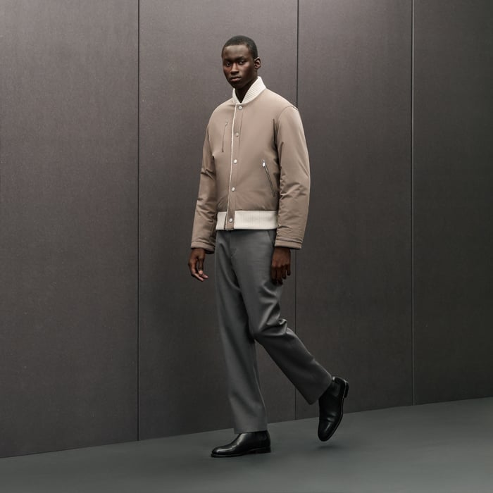 Écru Reversible Rib-trim Jacket
