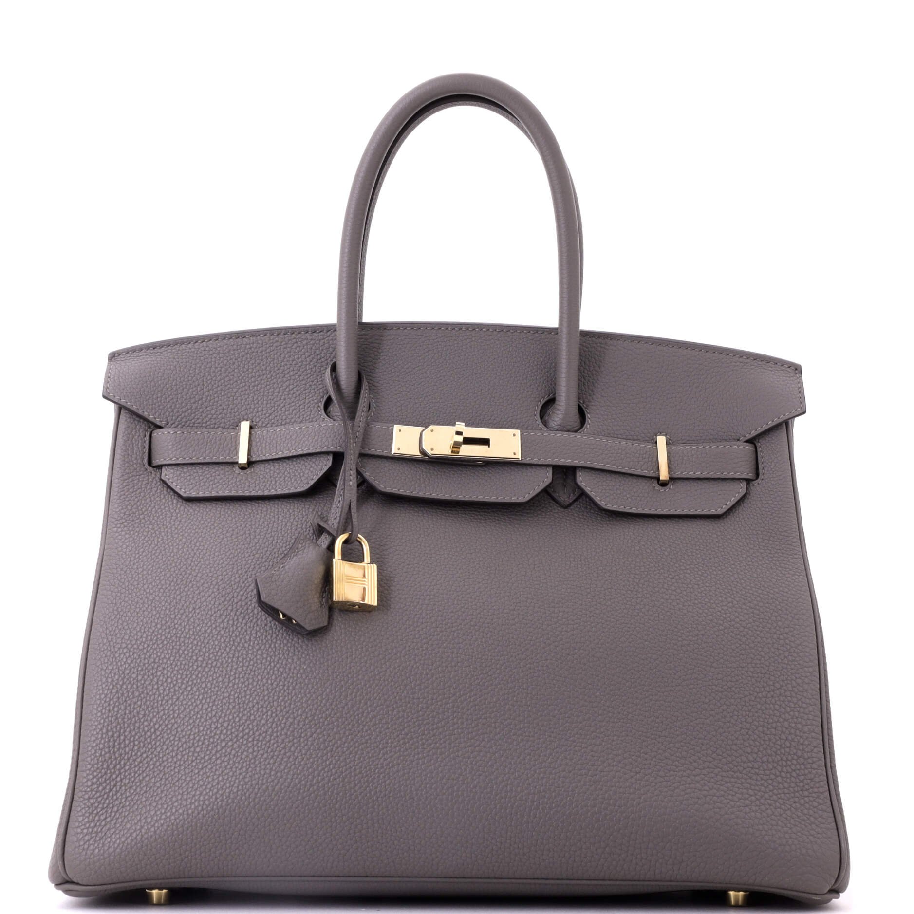 Birkin Handbag Grey Togo with Gold Hardware 35