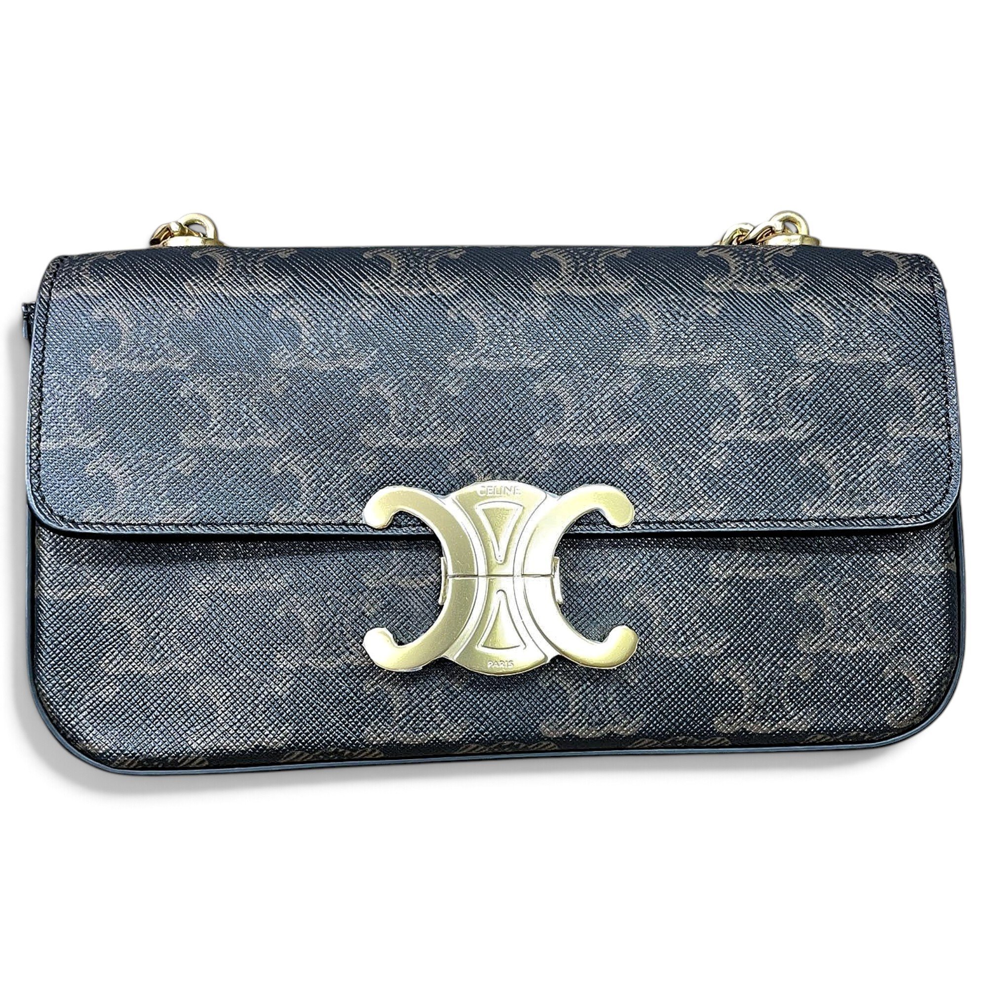 Triomphe chain leather handbag