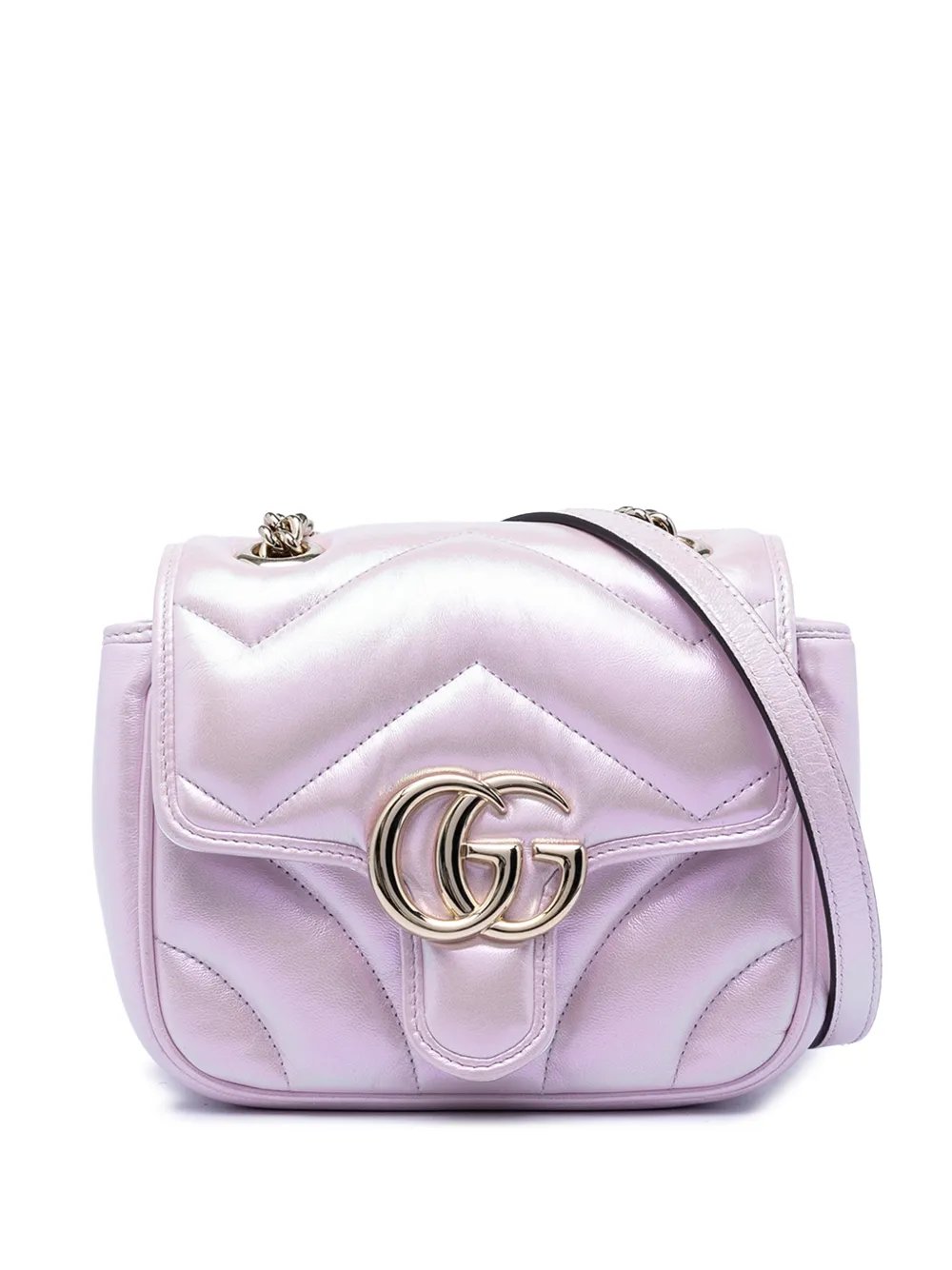 2016-2026 Mini GG Marmont Matelasse Iridescent Calfskin Flap crossbody bag